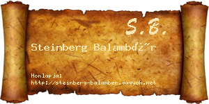 Steinberg Balambér névjegykártya